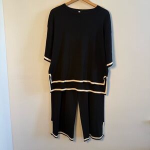 Women's Black and Cream Lounge Set, Size XL, Offers Welcome